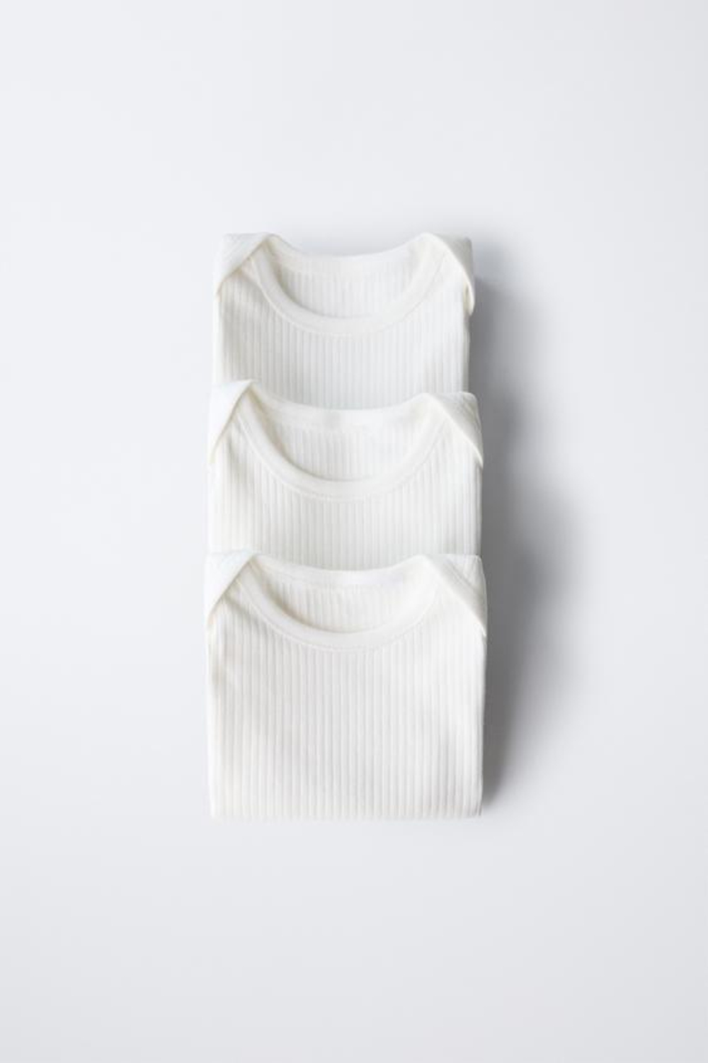 ZARA НАБОР ИЗ 3 БОДИ В РУБЧИК БЕЗ РУКАВОВ, ЖЕЛТОВАТО-БЕЛЫЙ