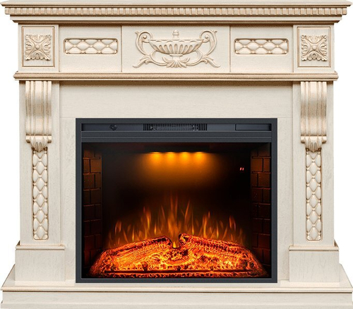 Каминокомплект Corsica - Слоновая кость с патиной с очагом Emerald 28
