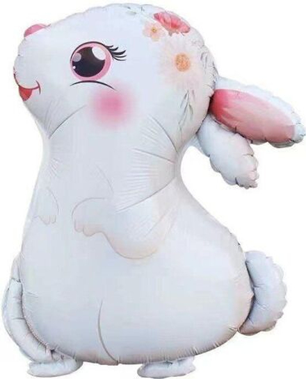 Шар (30""/76 см) Фигура, Милый зайка, Белый, 1 шт. Е4