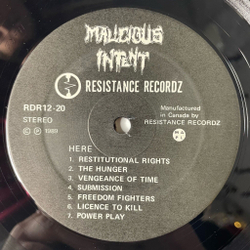 Винтажная виниловая пластинка LP Malicious Intent Shades Of Black (Canada 1989)