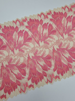 Кружево эластичное бежевый/кораллово-розовый К806 23 см