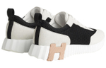 HERMES Bouncing Fabric Low top Casual Shoes Women"s Black White