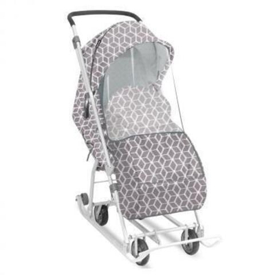 Санки-коляска "Наши Детки 3-1К" с ромбиками серый
