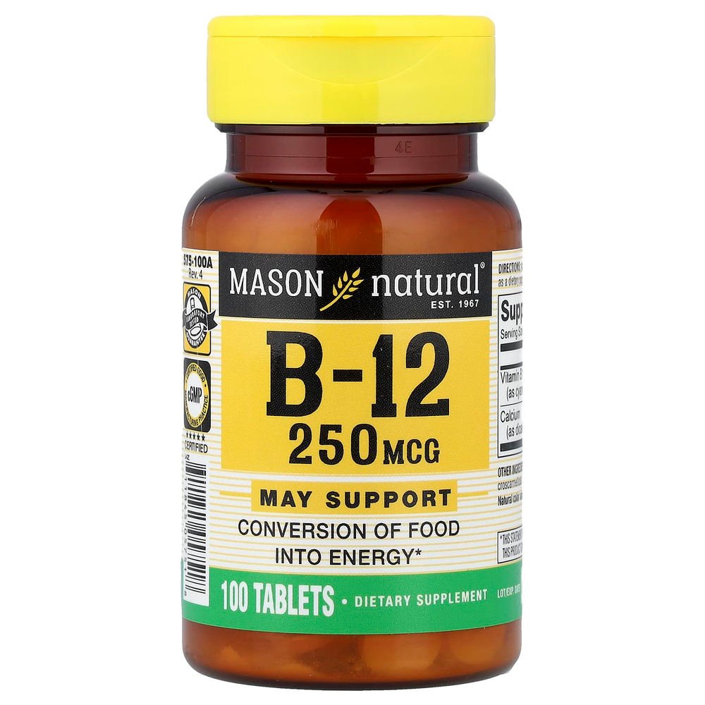 Mason Natural, витамин B12, 100 таблеток