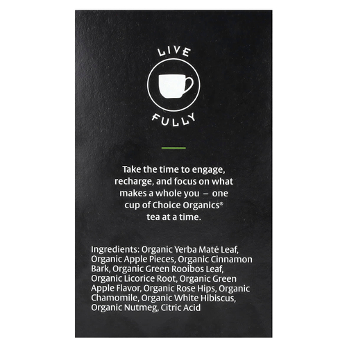 Choice Organics, травяной йерба мате, яблочный мате, 16 чайных пакетиков, 36 г (1,27 унции)