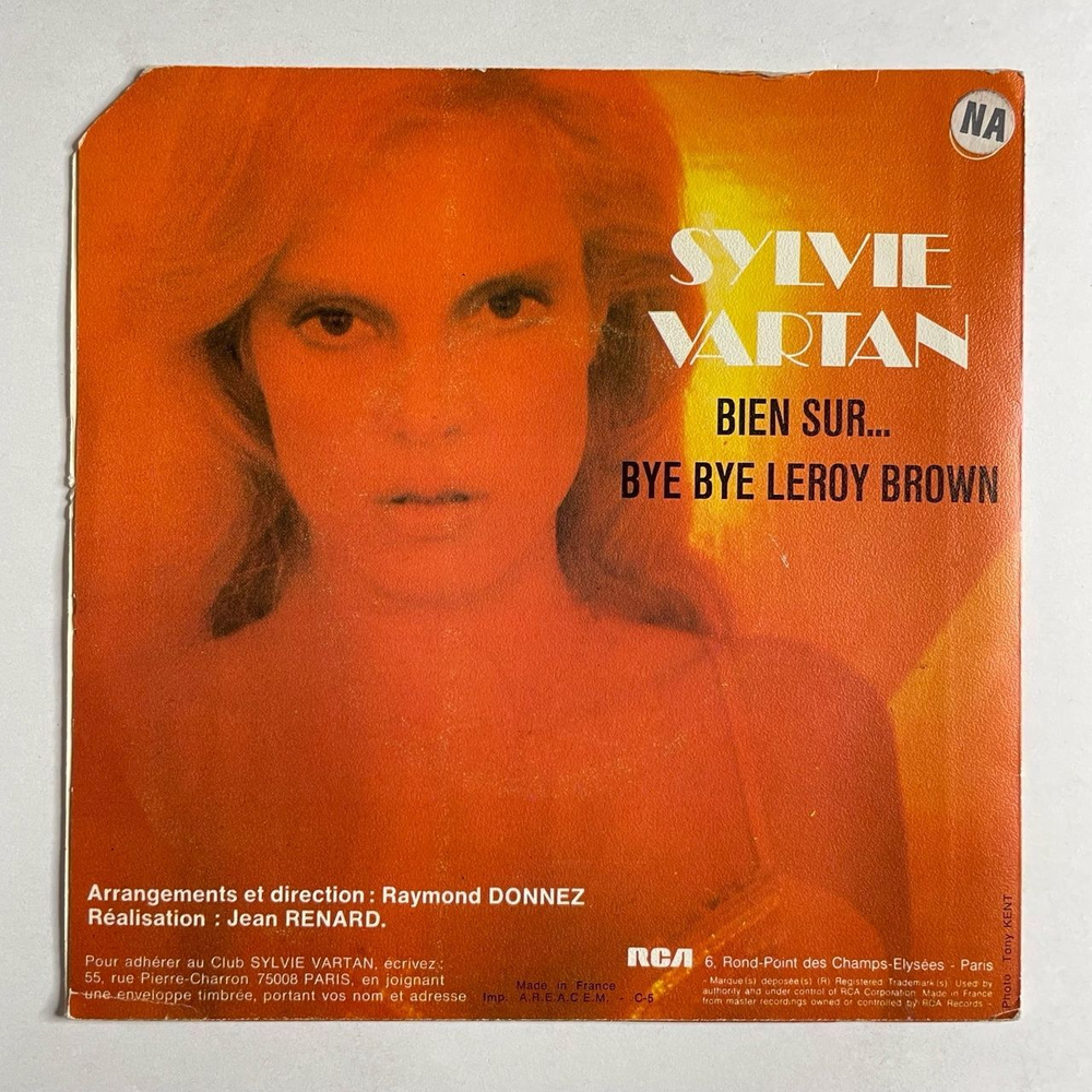 Винтажная виниловая пластинка LP Sylvie Vartan Bye Bye Leroy Brown / Bien Sur (France 1974) 7 дюймов, 45 RPM, Single