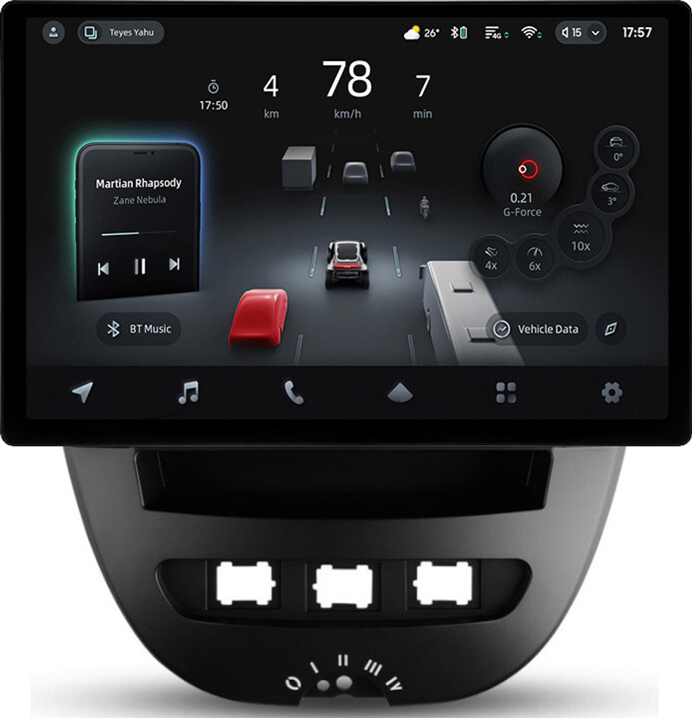 Магнитола для Citroen C1, Peugeot 107, Toyota Aygo - Teyes CC4-PRO монитор 13" 2K QLED на Android 13, Snapdragon 778G, 8+128, AI, CarPlay, DSP, 4G SIM-слот