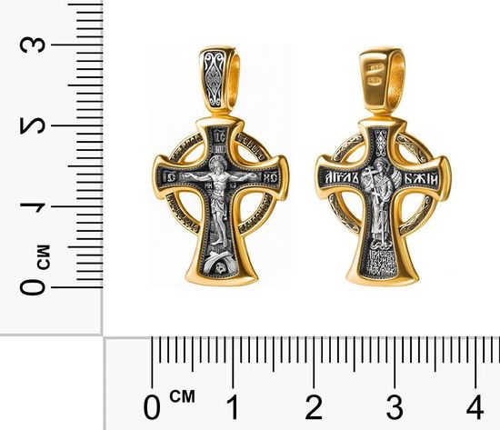 Серебряный новгородский крест с Распятием. Совмещенная фотография с размерами._4