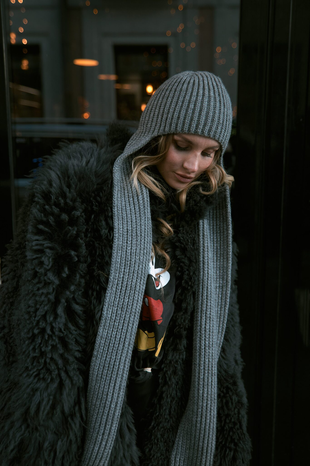 Шапка шарф серая