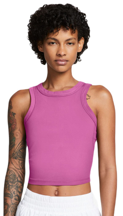 Женский топ теннисный Nike One Fitted Dir-Fit Short Sleeve Crop Tank - playful pink/black