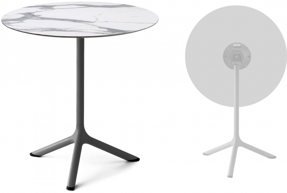 Стол ламинированный обеденный складной Scab Design Tripe Folding, антрацит, белый мрамор Каррара