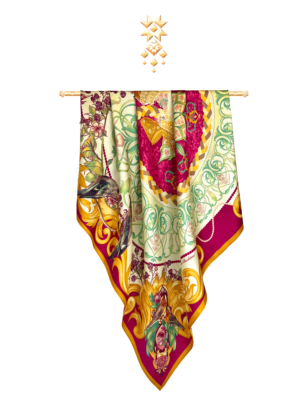 Платок «Красна девица. Красноярский край» 100% шелк