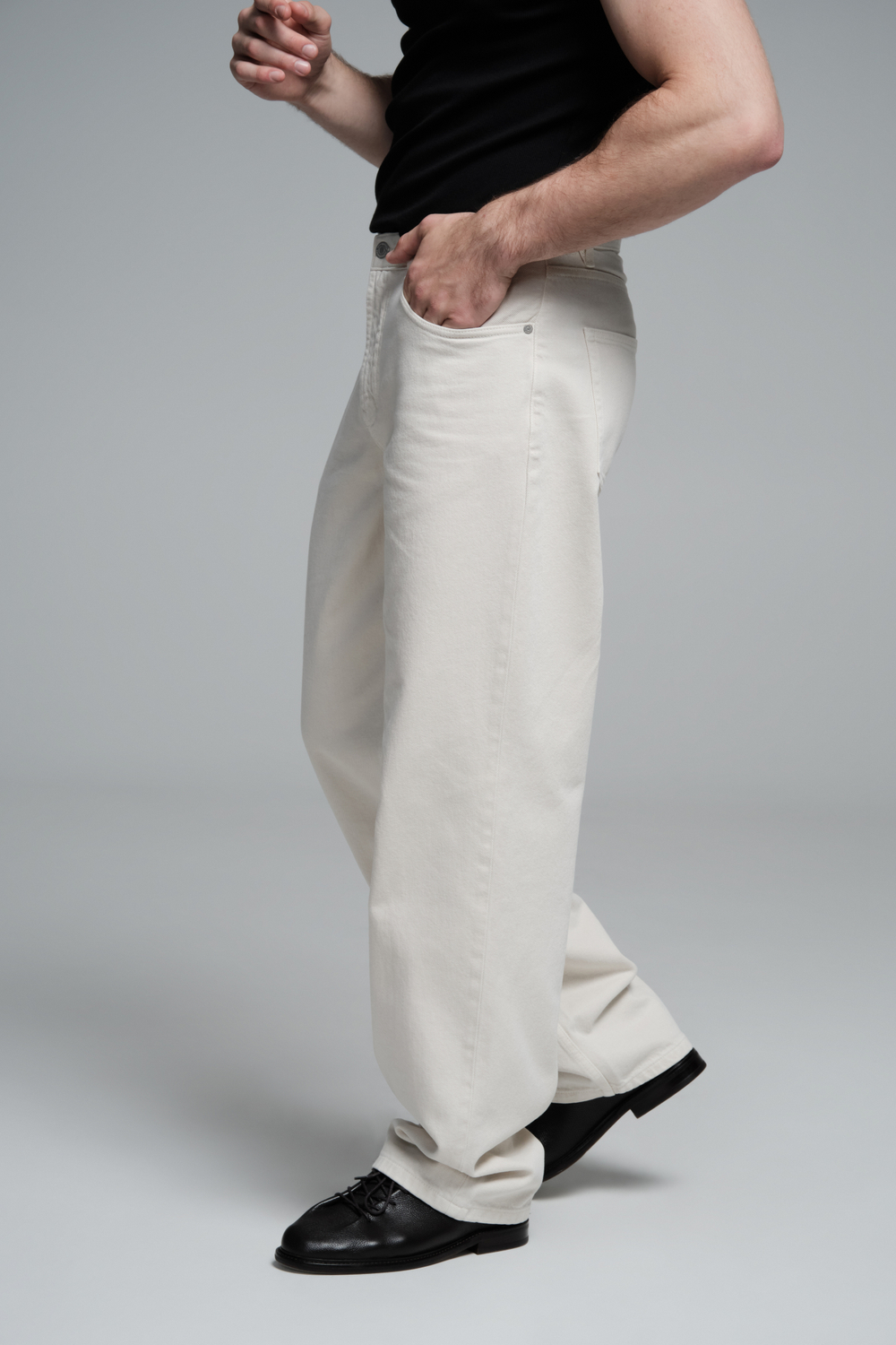 Джинсы широкие | beige