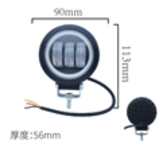 Прожектор LED-СТГ -круг  17W (90*55) 3Lenz+ДХО 9-36v шт GQ0083\GZ020