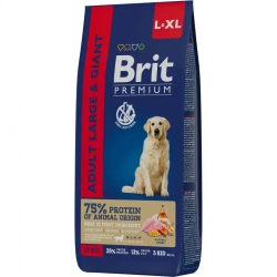 Brit premium dog adult large and giant сухой корм для взрослых собак крупных и гигантских пород с курицей - 15 кг
