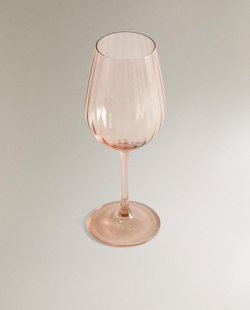 ZARA HOME БОКАЛ ДЛЯ ВИНА ИЗ КРИСТАЛИНА С ОПТИЧЕСКИМ ЭФФЕКТОМ, РОЗОВЫЙ