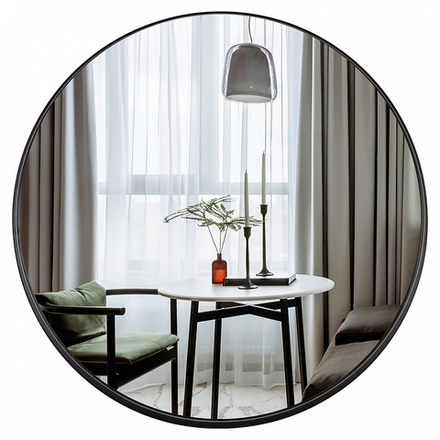 5057-Z1 (1) Зеркало интерьерное настенное в круглом корпусе из металла, d=50,5см, черный, Рубин