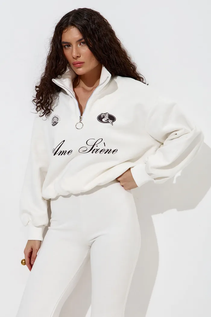 Олимпийка с короткой молнией "Âme Sirène" кремового цвета