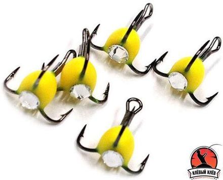 Крючок-тройник ЯМАН с каплей и глазком, размер 18 (INT), цв. ФЖ