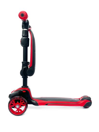 Самокат-беговел со светящимися колёсами 3 в 1 Scooter Micar Moby Black-Red
