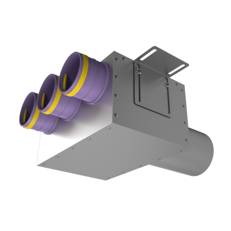 Присоединительная коробка VPD 125/75×3 на 3 выхода, прямая круглая