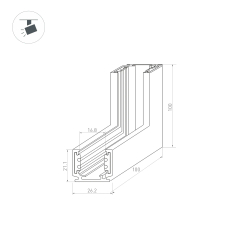 Коннектор угловой MAG-ORIENT-CON-2620-L90-INT (BK, внутренний) (Arlight, IP20 Металл, 3 года) 036022