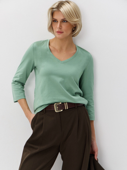 Свободный лонгслив с V-вырезом и рукавом 3/4