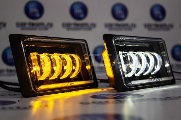 Противотуманные фары (ПТФ) "Fog Lamp" линзованные 4 диода LED ВАЗ 2113-14-15, 2110-12, два режима (JR-40W) (алюминиевый корпус)