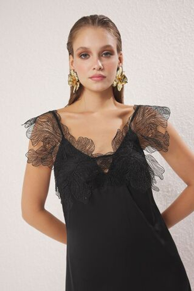 Атласное плетеное миди-шикарное вечернее платье с черной кружевной подкладкой, вечернее платье для выпускного вечера TPRSS25EL00232