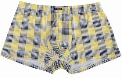 Мужские трусы-боксеры в цветную клетку (Размер: XL) (Цвет: желтый)