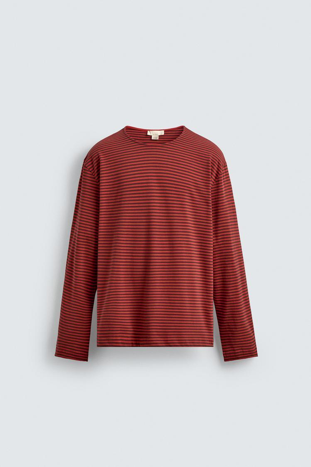 ZARA ЖАККАРДОВАЯ ФУТБОЛКА В ПОЛОСКУ, КРАСНЫЙ