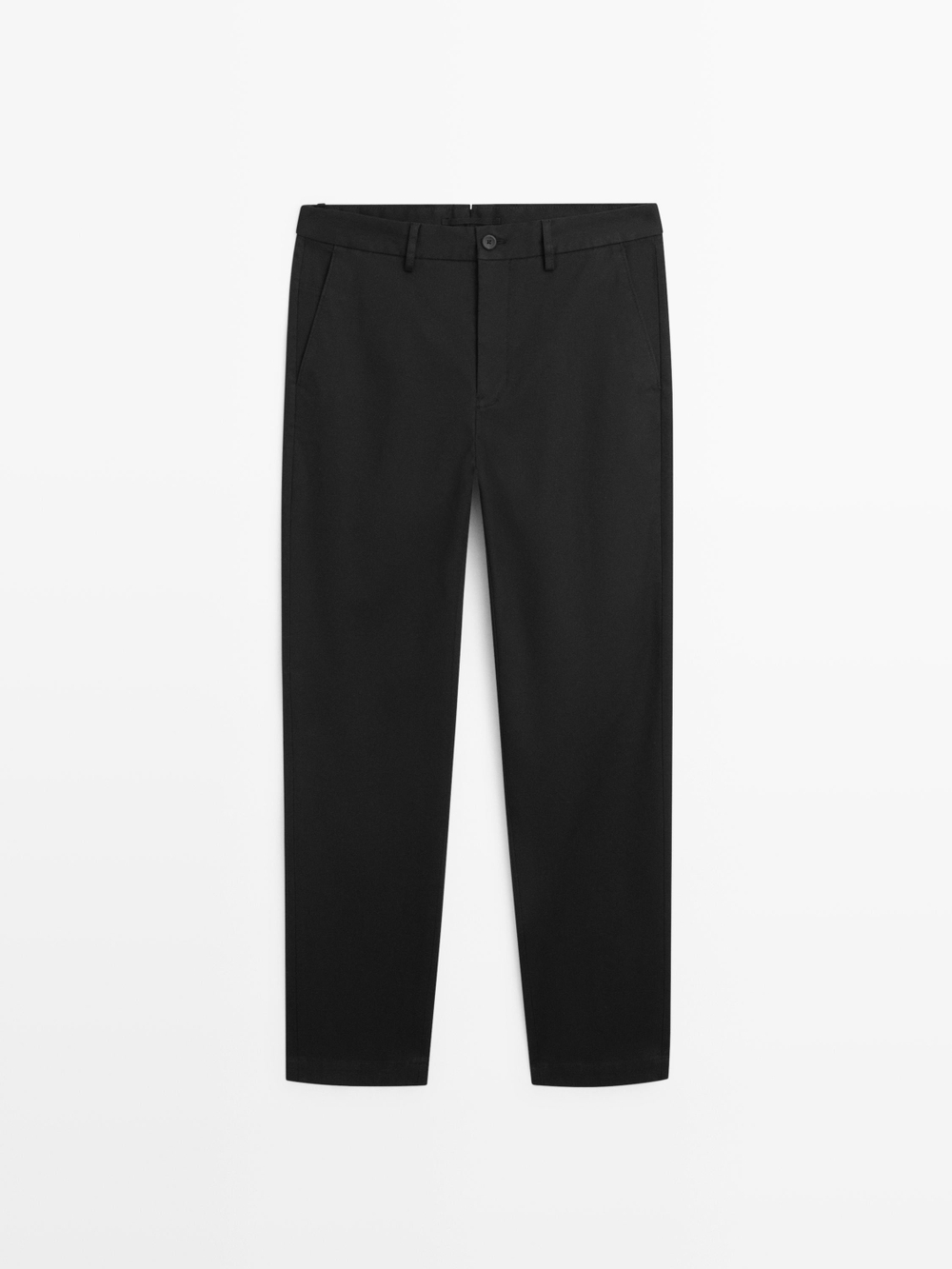 Massimo Dutti Зауженные брюки из смесовой хлопковой ткани, темно-синий