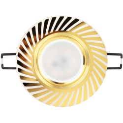 Светильник встраиваемый cо светодиодной подсветкой ЭРА DK LD39 WH/GD /1 под лампу MR16 GU5.3 белый/золото
