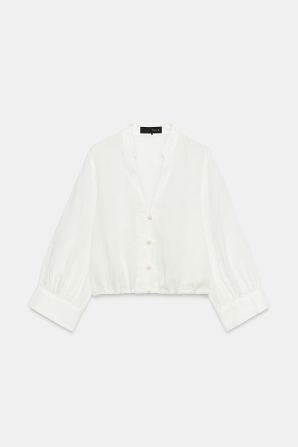 ZARA РУБАШКА ИЗ СМЕСОВОГО ЛЬНА С ПЕТЕЛЬНЫМИ ЗАСТЕЖКАМИ, БЕЛЫЙ
