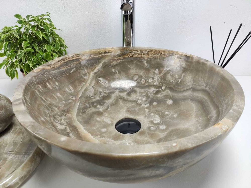 Раковина из оникса Bowl Grey Medium TinLip BO-60972 45*45*17