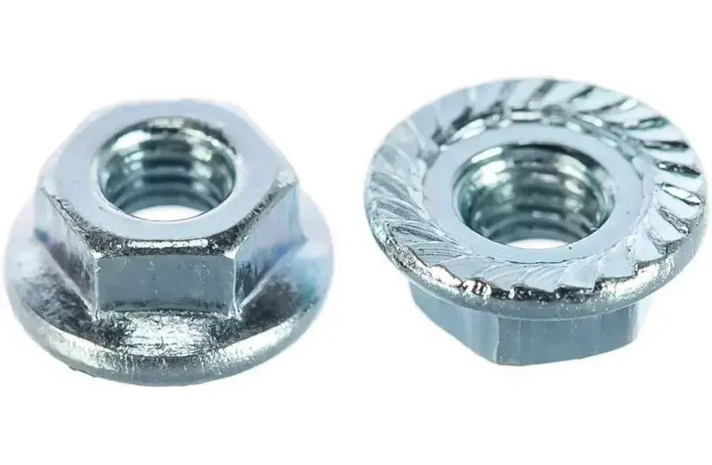 Гайка М16 DIN 6923 с фланцем и насечками шестигранная с зазубринами 2 шт