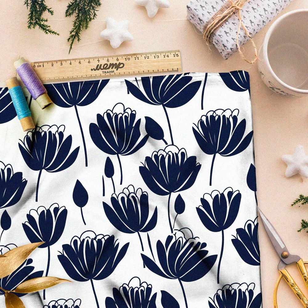 Ткань премиум бифлекс фантазийные цветы