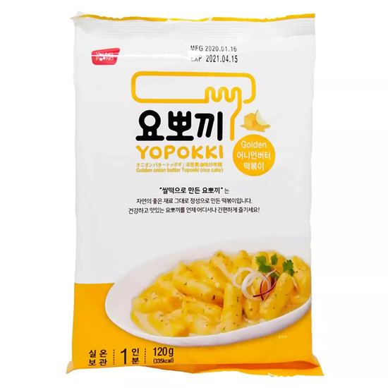 Рисовые клецки Young Poong Yopokki Golden Onion Butter Topokki в сливочно-луковом соусе, 120 г (Корея)