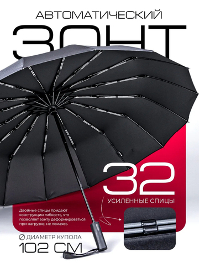 Зонт черный ROBIN 16 спиц Арт. umb416