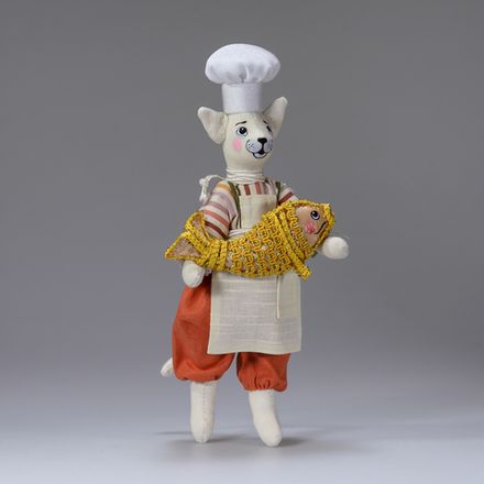Ёлочная игрушка Кот-повар с рыбой