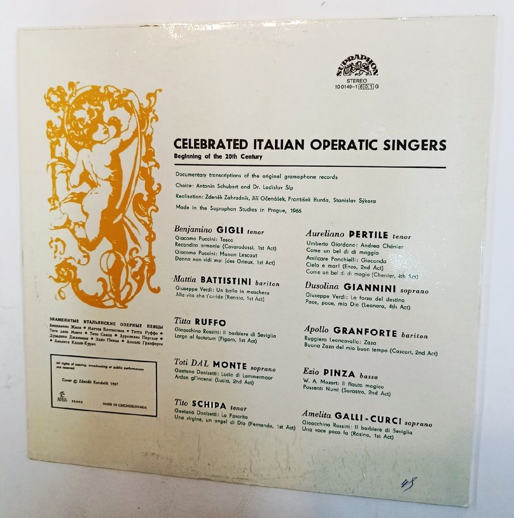 Сборник Celebrated Italian Operatic Singers (Czechoslovakia 1988)