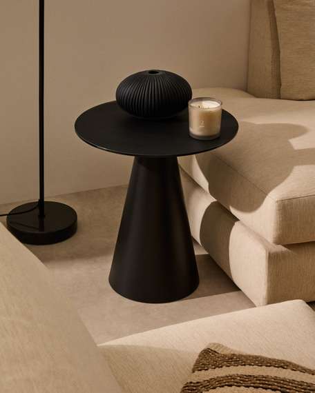 Журнальный столик Wilshire Ø50 см черный, сталь, стекло