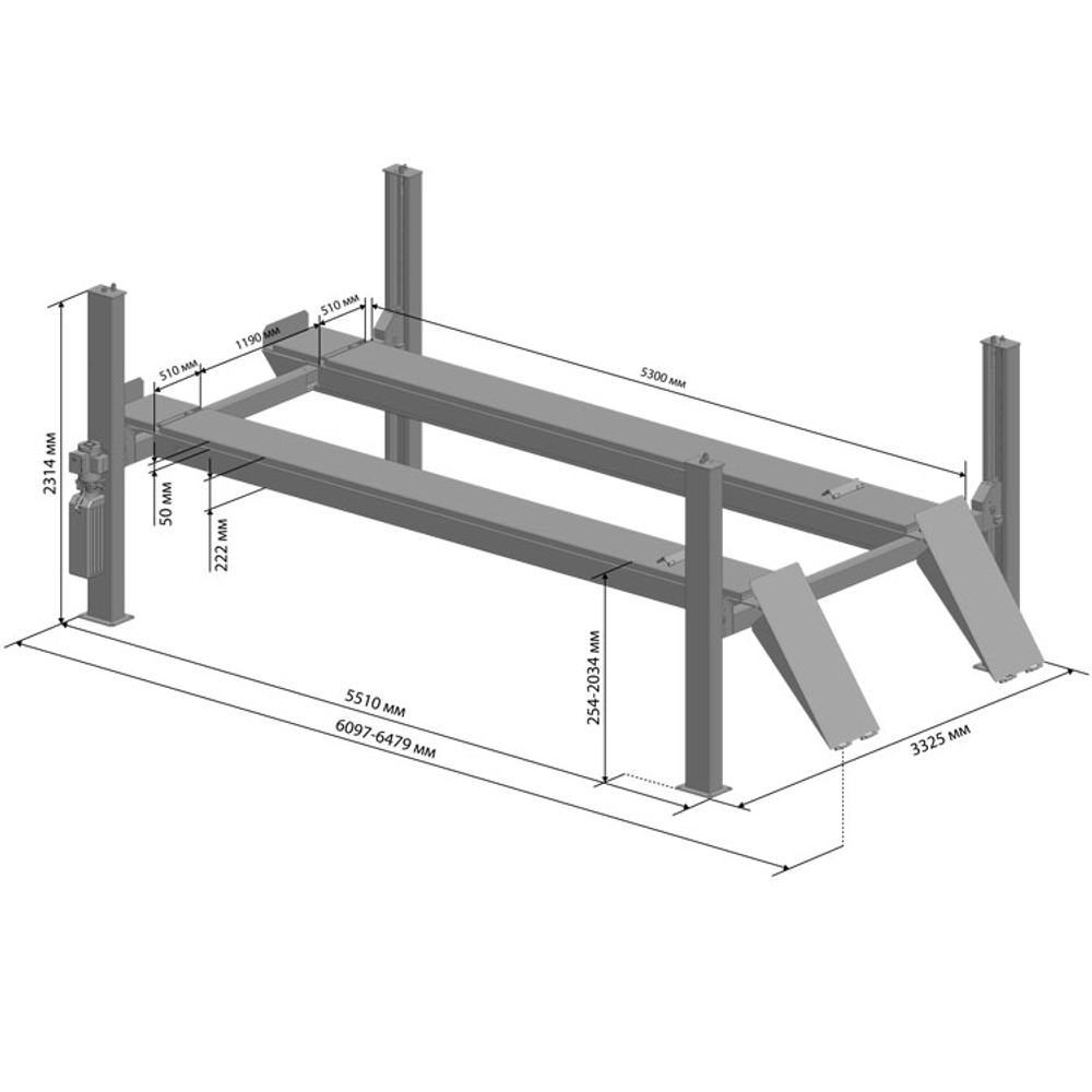 SIVIK ПГА-6500/4 (слесарный) Подъёмник электрогидравлический четырехстоечный, 6,5 т