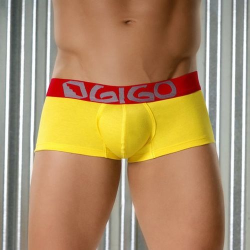 Мужские трусы хипсы желтые с красной резинкой Gigo Traditional