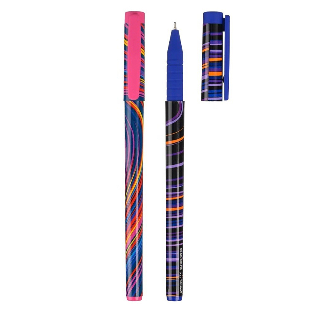 Ручка шариковая, масляная, Vinson, синие чернила, серия "Line 2", 20 шт