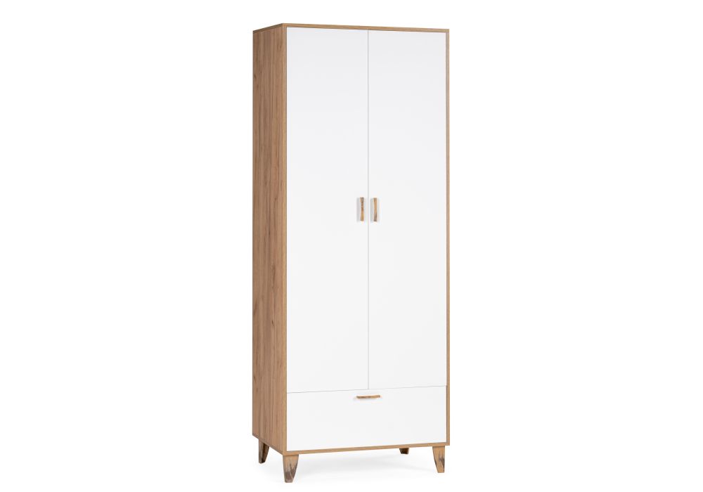 Шкаф Эго Шк-1 на ножках дуб крафт золотой / белый глянец