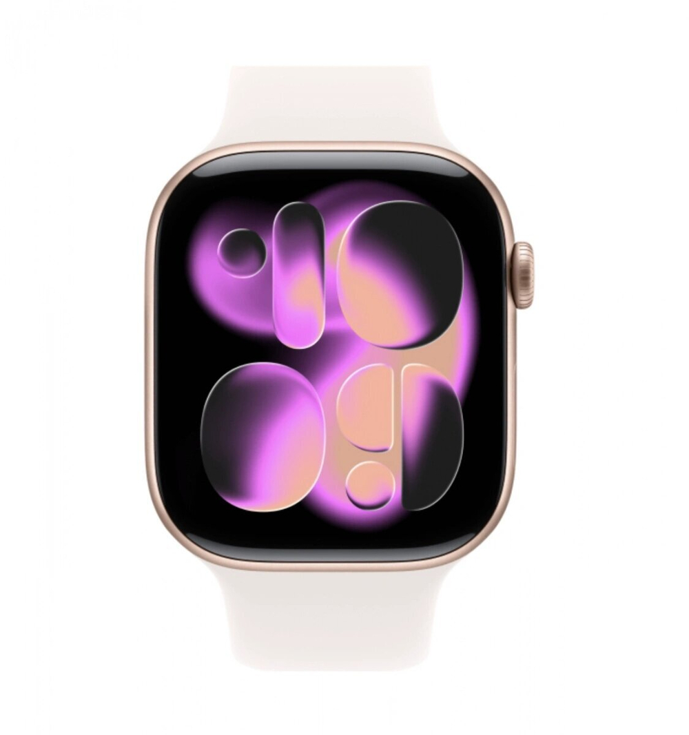 Умные часы Apple Watch Series 11, 46 мм, алюминий цвета «Rose Gold», спортивный ремешок "Light Blush", S/M (MEV64)
