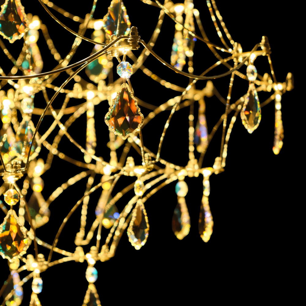 Подвесная люстра светодиодная с пультом и хрустальными подвесками Swarovski MyFar Allegria MR2641-66P-50SL