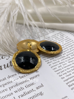 Пуговицы золотистые круглые с черной эмалью Скиапар.