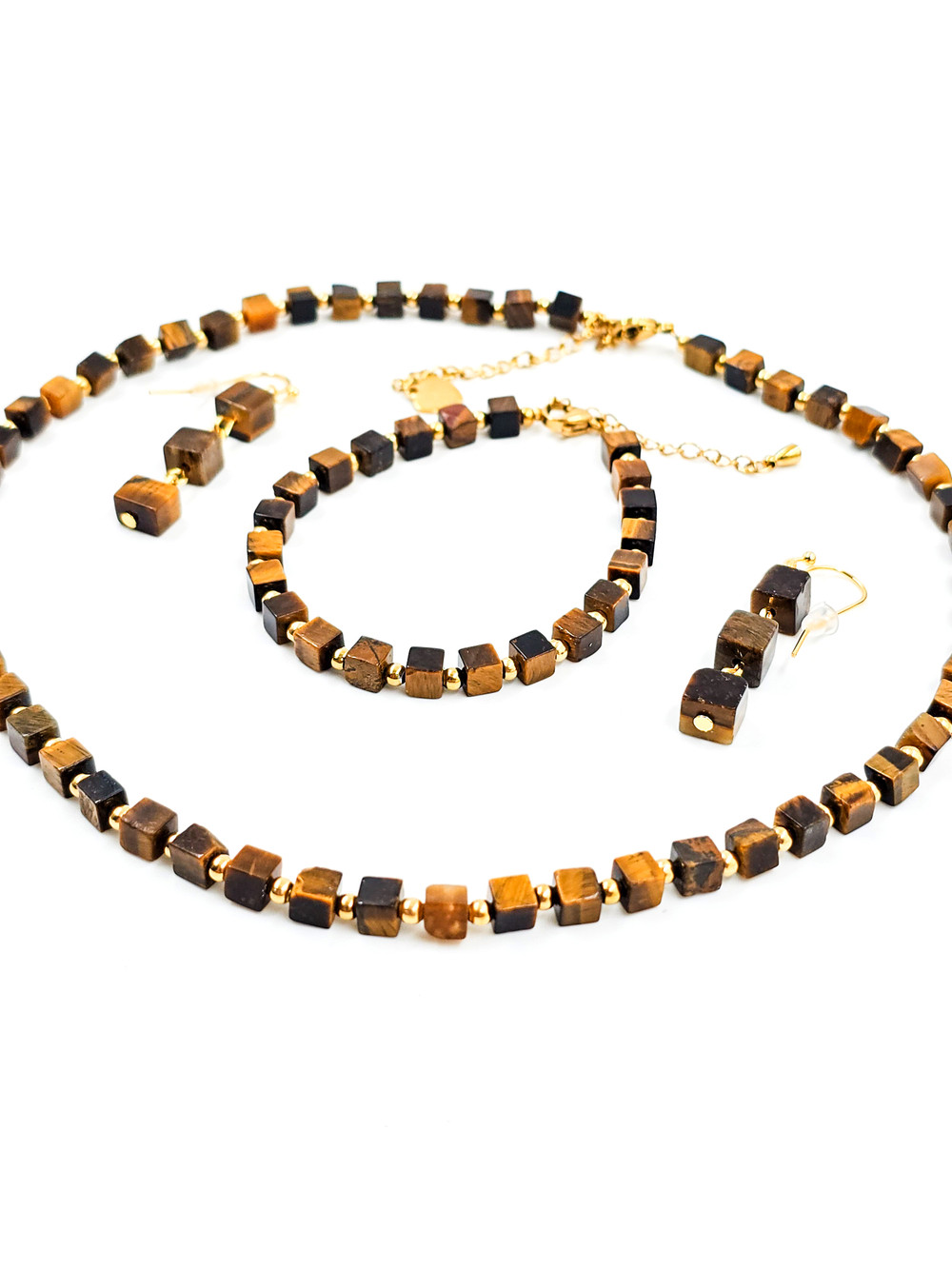 Чокер браслет серьги из камня тигровый глаз